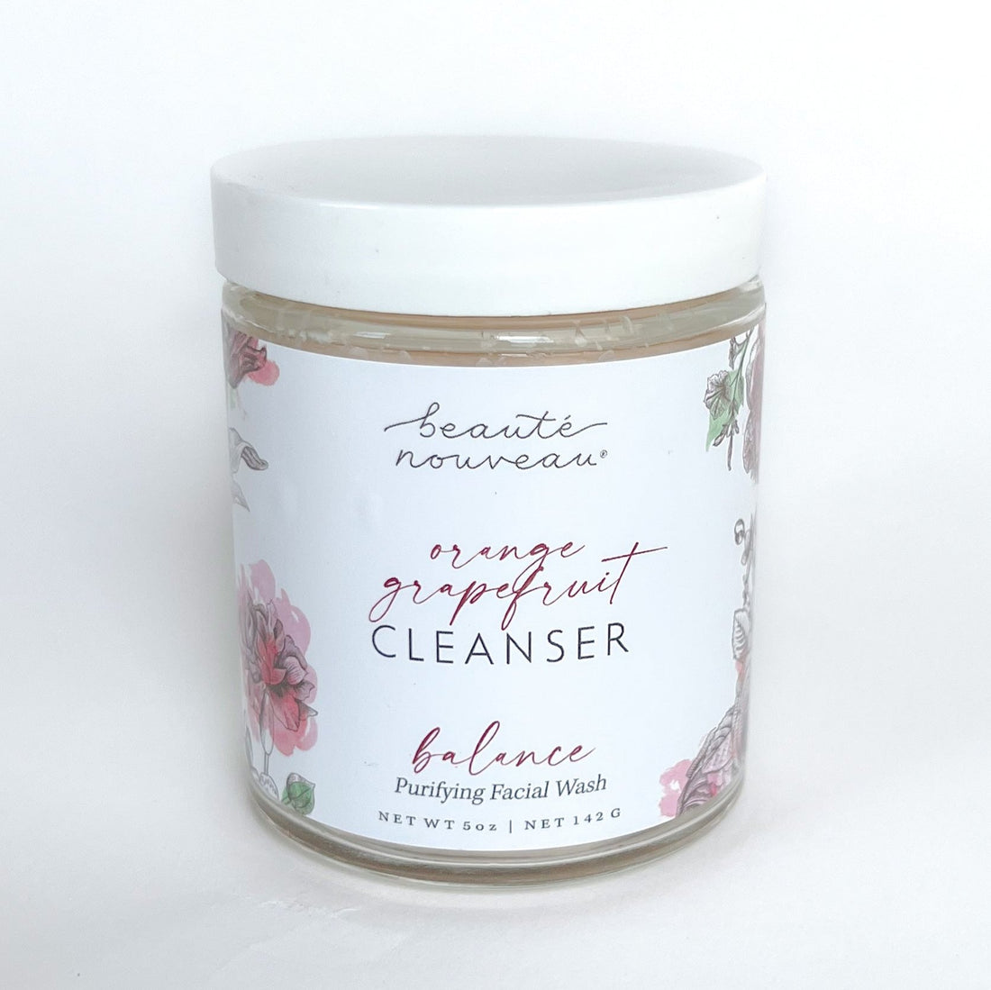 Orange Grapefruit Cleanser for Balance in a jar on a white background.